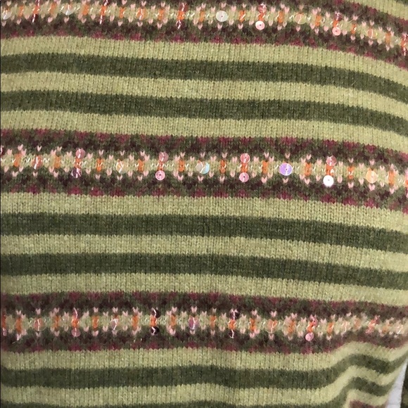 Lucidity Olive Striped Angora Blend Sweater XL - Picture 2 of 4